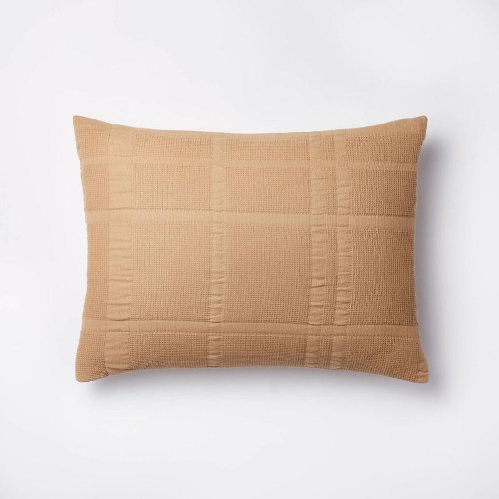 King Waffle Matelasse Quilt Sham Camel - Threshold Camel